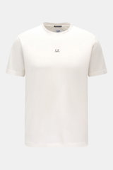 C.P. Company Rundhals-T-Shirt offwhite, Slim Fit, weiche mercerisierte Baumwolle, Frontansicht mit kleinem Logo-Print auf der Brust.