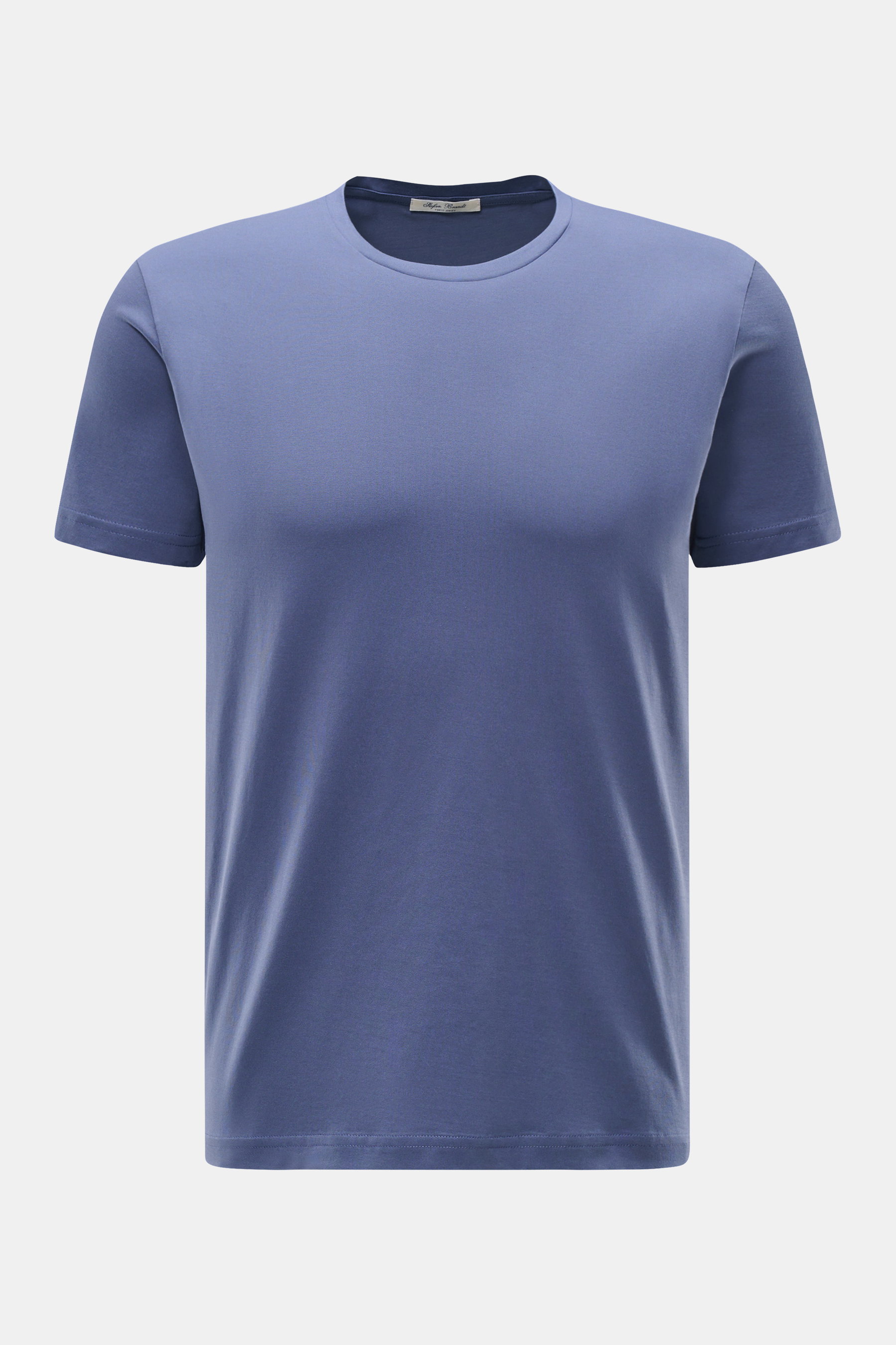 Front view of Stefan Brandt Rundhals-T-Shirt 'Enno' graublau in slim fit, made of soft Urpima Sea Island cotton jersey with a round neckline.

<p>Luxuriöses Essential: Das Rundhals-T-Shirt 'Enno' von STEFAN BRANDT aus edler 'Urpima Sea Island' Baumwolle b