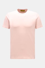 B.F. Knitwear Rundhals-T-Shirt rosé in Slim Fit, reine Baumwolle, weicher Griff, Rundhalsausschnitt, kurze Saumschlitze, frontale Produktansicht.