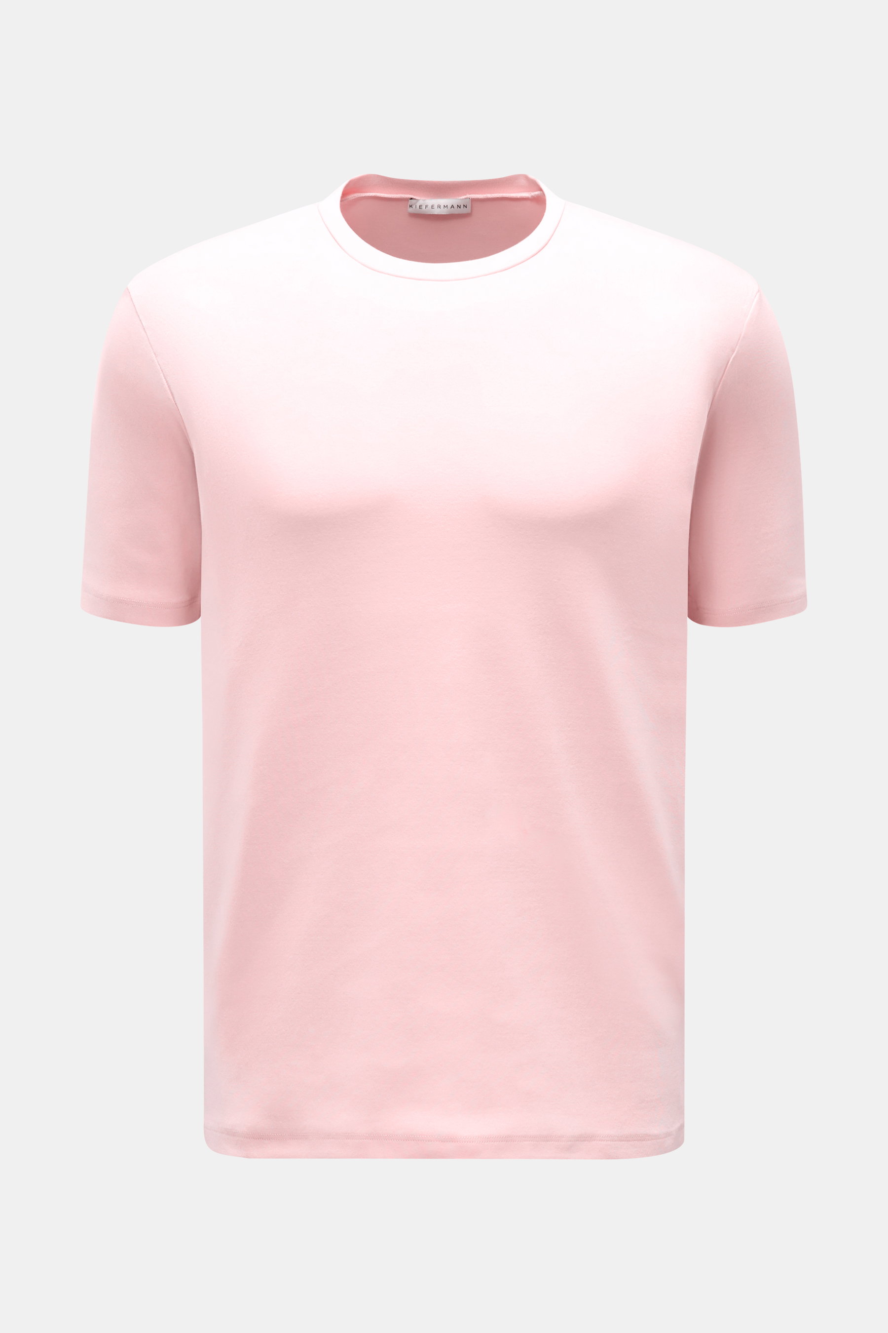Kiefermann Rundhals-T-Shirt 'Arndell' rosé, elastische Baumwolle, weicher Griff, Regular Fit, Rundhalsausschnitt, frontale Ansicht.