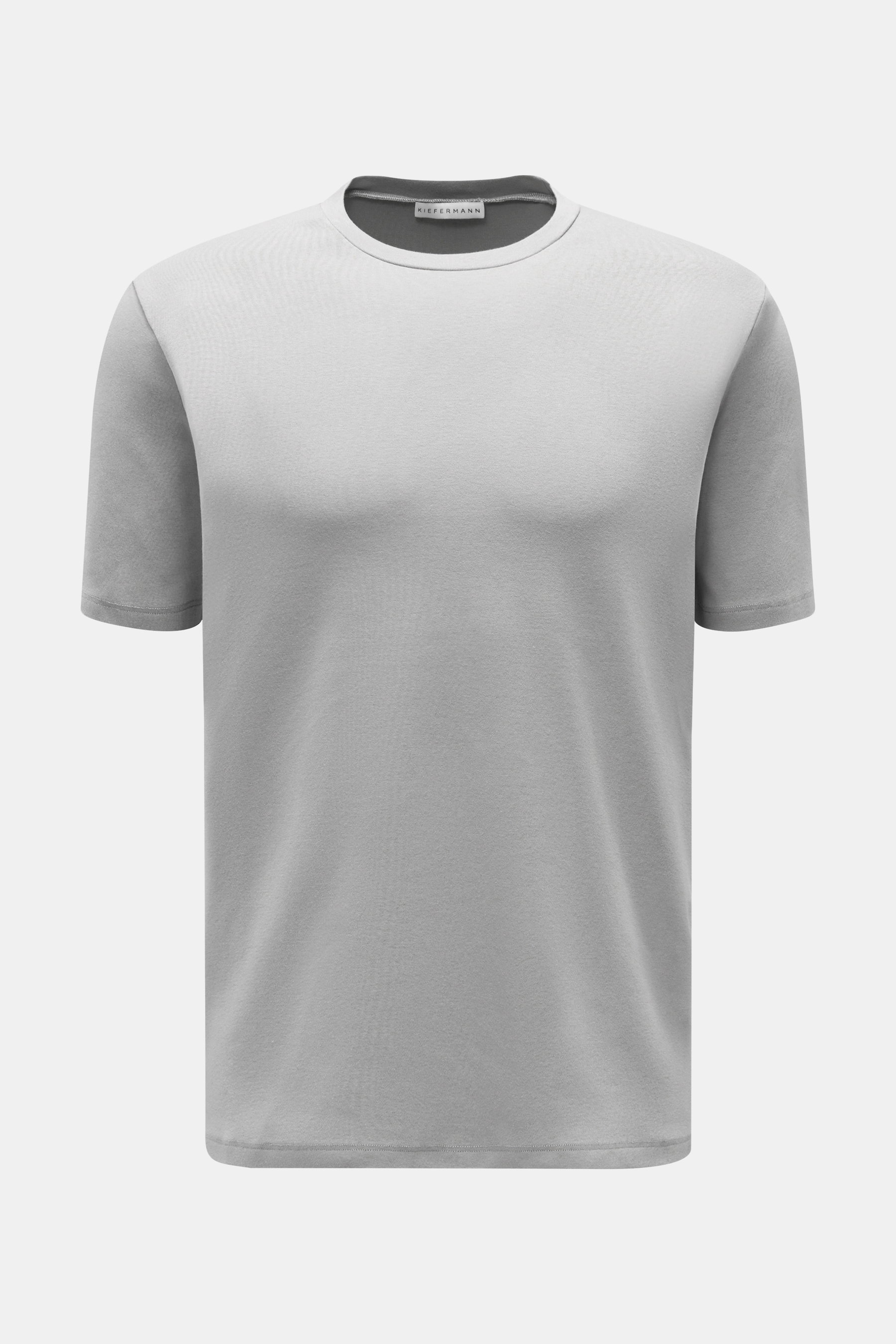 Kiefermann Rundhals-T-Shirt "Arndell" grau, Frontansicht, elastische Baumwolle, weicher Griff, Regular Fit, Rundhalsausschnitt, Basic für warme Tage