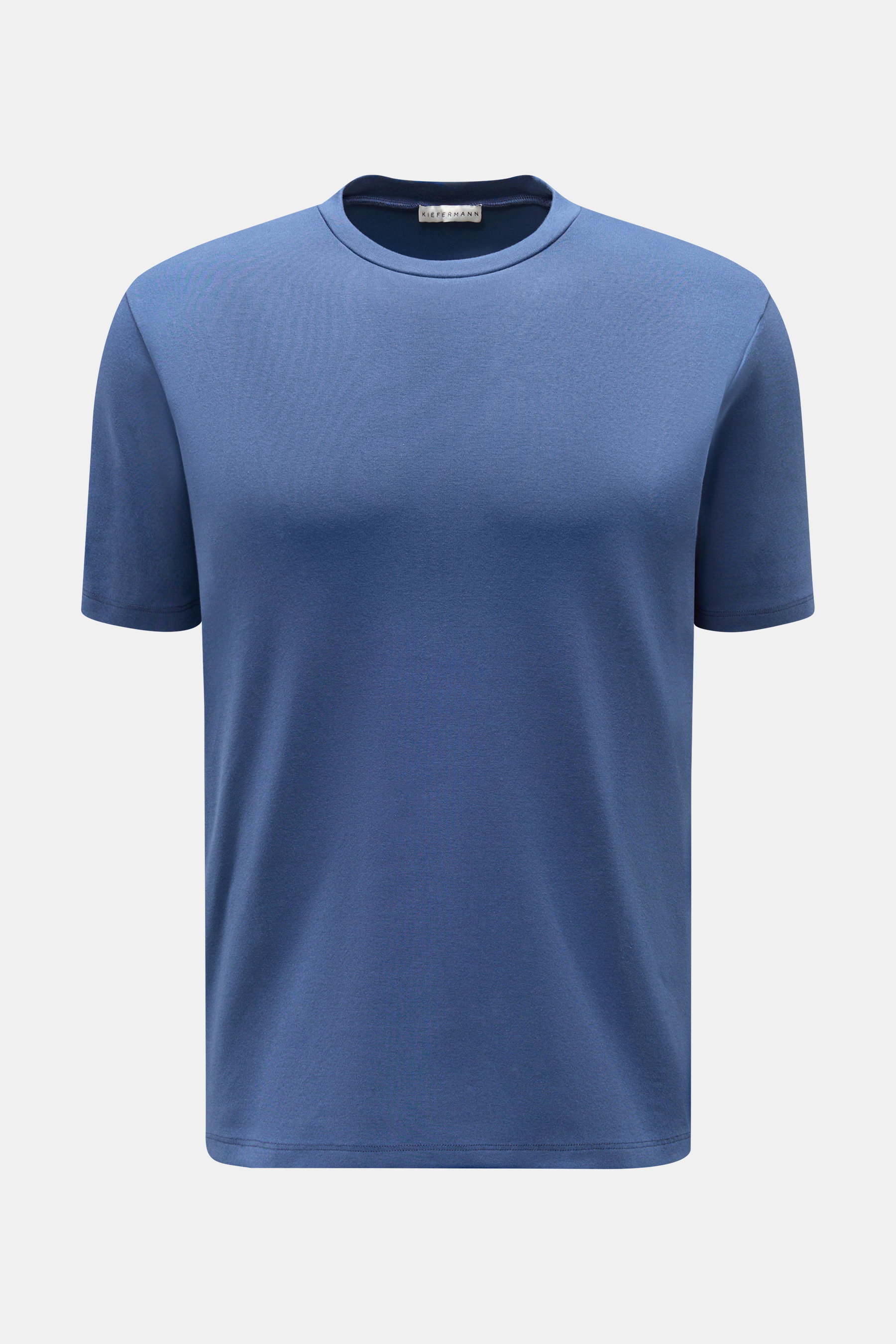 Kiefermann Rundhals-T-Shirt "Arndell" dunkelblau, frontale Nahaufnahme, elastische Baumwolle, weicher Griff, Regular Fit, Rundhalsausschnitt.