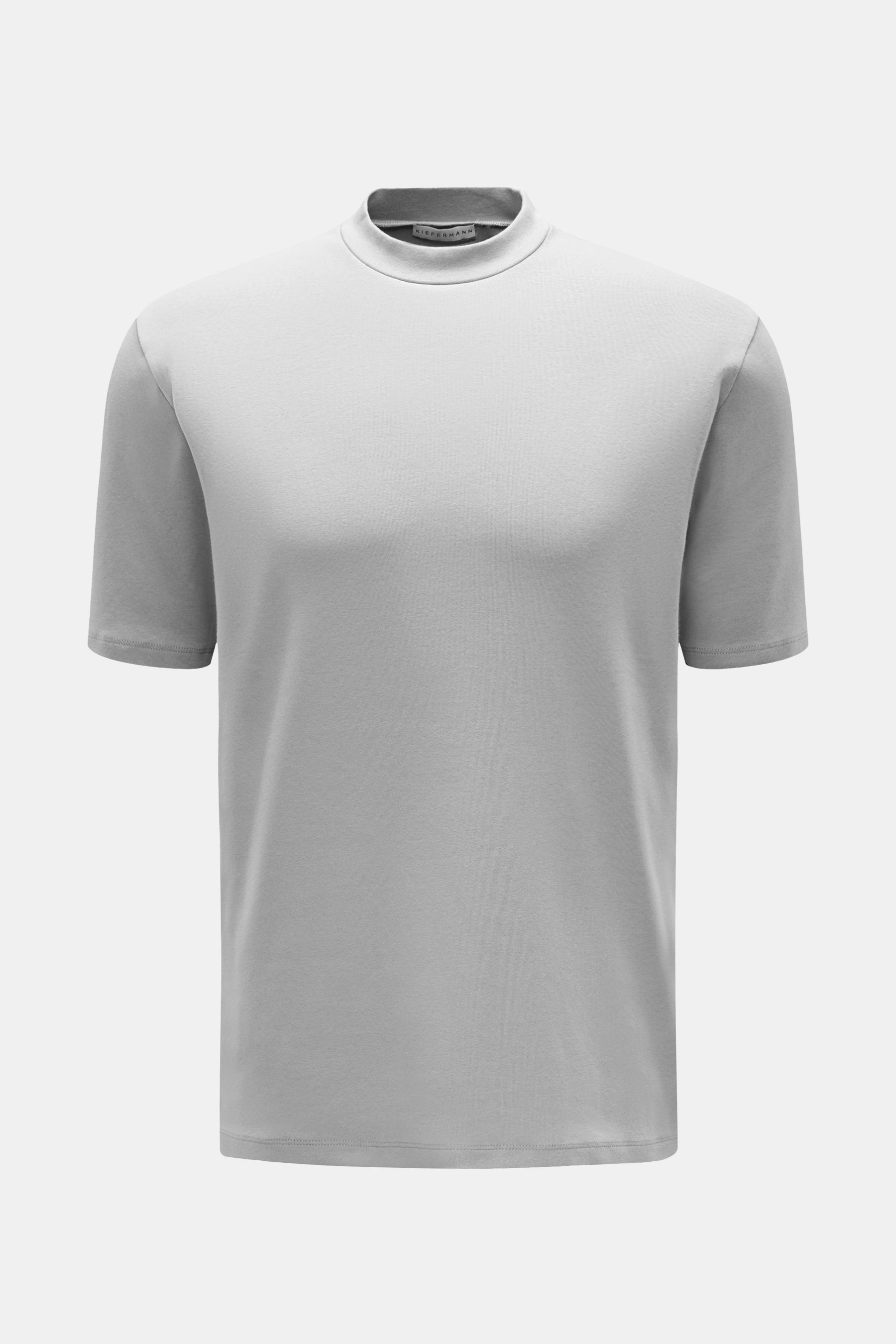 Kiefermann Rundhals-T-Shirt 'Paddys' grau, Slim Fit aus reiner, leicht elastischer Baumwolle mit weichem Griff, frontal fotografiert.
