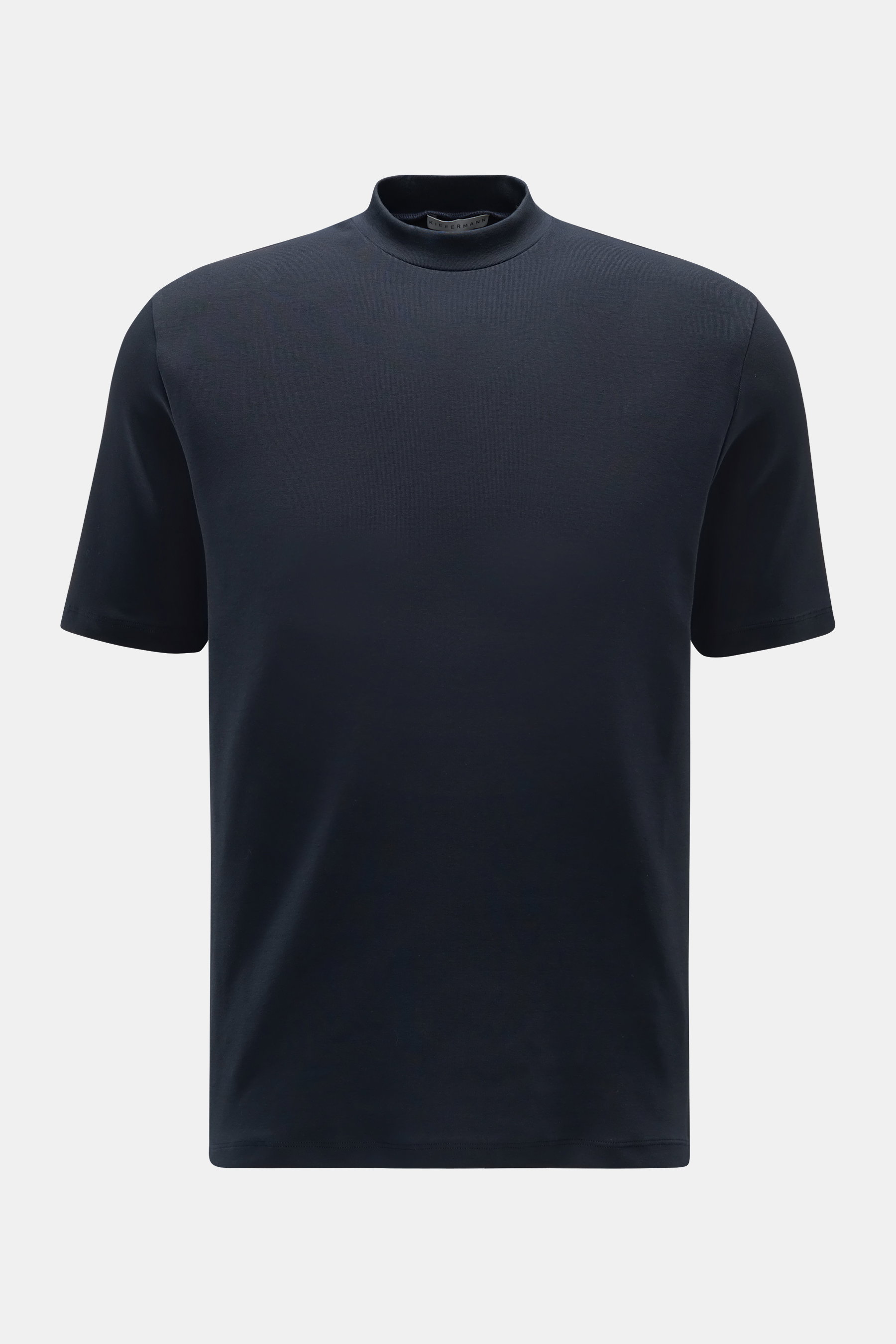 Kiefermann Rundhals-T-Shirt 'Paddys' navy, Slim Fit, reine Baumwolle, leicht elastisch, weicher Griff, Rundhalsausschnitt, Frontalansicht.