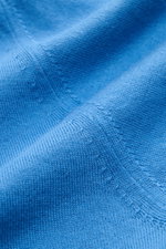 Filippo de Laurentiis Kurzarmpullover blau, Detailaufnahme des feinen Strickbilds aus reiner Baumwolle mit weichem Griff, Slim Fit, Rundhals, Rippbündchen.