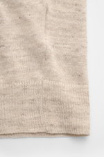 Filippo de Laurentiis Feinstrick-Kurzarmpullover beige meliert, Detailaufnahme von unten, Leinen-Baumwoll-Mix, Slim Fit, Rundhals, Rippbündchen.