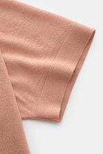 Filippo de Laurentiis Feinstrick-Kurzarmpullover apricot, Detailansicht Ärmel, Cashmere-Seide-Mix, weicher Griff, feines Strickbild, Regular Fit, Rundhalsausschnitt.