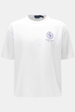 Polo Ralph Lauren Rundhals-T-Shirt weiß, Frontansicht, Regular Fit, reine Baumwolle, schwere Qualität, Logo-Print auf der Brust, Rundhalsausschnitt.
