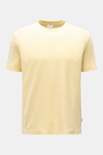 04651/ A trip in a bag Frottee T-Shirt 'Terry Tee' pastellgelb, frontale Ansicht, Regular Fit, Rundhalsausschnitt, reine Baumwolle, weicher Griff, kleines Weblabel.