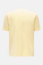 Rückansicht des 04651/ A trip in a bag Rundhals-T-Shirt pastellgelb, Jersey aus reiner Baumwolle, weicher Griff, Regular Fit, Rundhalsausschnitt, kleines Weblabel.