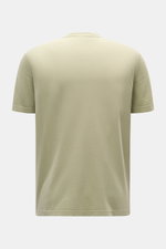 Back view of the 04651/ A trip in a bag Piqué T-shirt sage in soft green, slim fit with crew neck, pure piqué cotton, ribbed bands, and side seam label.

<p>Summer essential: This piqué T-shirt from 04651/ A TRIP IN A BAG is a versatile staple that's perf
