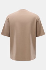 Rear view of the 04651/ A trip in a bag Crew neck T-shirt 'If Tee' taupe in oversized fit, elasticated cotton jersey.

<p>The uncomplicated cotton T-shirt 'IF Tee' by 04651/ A TRIP IN A BAG is a core basic for the new season that give us a taste of a rela