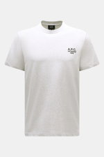 A.P.C. Rundhals-T-Shirt 'Standard Rue Madame' hellgrau meliert, frontale Nahaufnahme, Baumwoll-Jersey, Regular Fit, Logo-Stickerei Brust