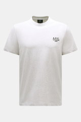 A.P.C. Rundhals-T-Shirt 'Standard Rue Madame' hellgrau meliert, frontale Nahaufnahme, Baumwoll-Jersey, Regular Fit, Logo-Stickerei Brust