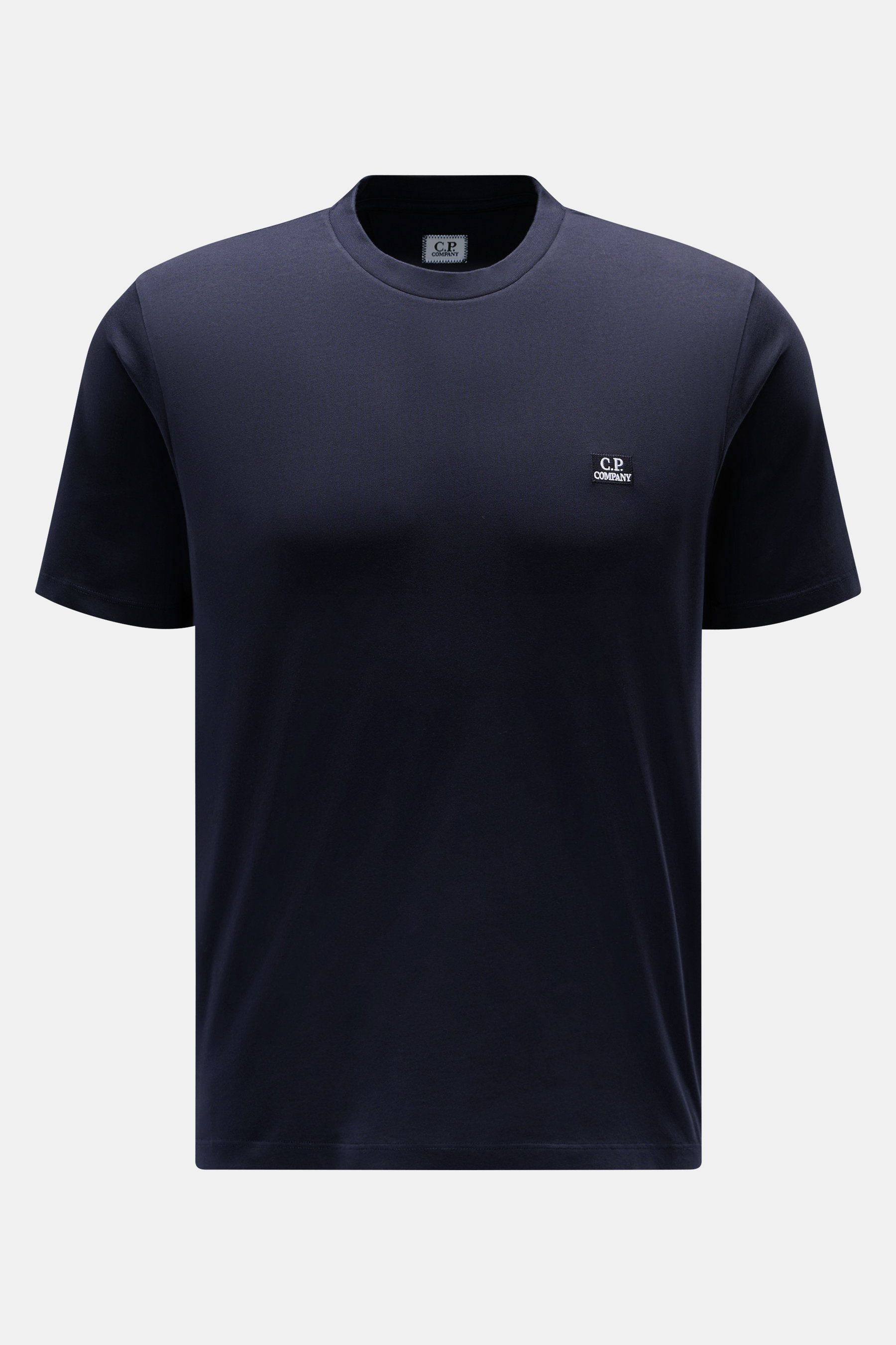 C.P. Company Rundhals-T-Shirt dark navy, Vorderansicht, Slim Fit Jersey aus Baumwolle mit weichem Griff, rundem Halsausschnitt, Logo-Stitching auf der Brust.