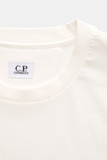 C.P. Company Crew Neck T-Shirt offwhite shown from a close-up front view, featuring a soft, pure cotton jersey, slim fit, crew neckline, and subtle logo patch on the chest. 

<p>C.P. COMPANY gives this classic T-shirt its unmistakable signature note with 