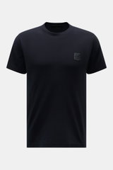 Stone Island Rundhals-T-Shirt 'Ghost Piece' navy, frontale Nahaufnahme, Baumwolljersey, Slim Fit, Rundhalsausschnitt, tonales Weblabel Brust.