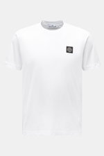 Stone Island T-Shirt 'Basic Cotton' weiß, Slim Fit, reine Baumwolle, weicher Griff, Rundhalsausschnitt, Weblabel auf der Brust, Frontansicht.