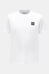 Stone Island T-Shirt 'Basic Cotton' weiß, Slim Fit, reine Baumwolle, weicher Griff, Rundhalsausschnitt, Weblabel auf der Brust, Frontansicht.