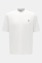 Stone Island Rundhals-T-Shirt 'Organic Cotton' offwhite shown from the front, made of pure organic cotton with a soft feel, regular fit, round neckline, and chest web label. <p>Zeitlos, vielseitig und nachhaltig: Das T-Shirt von <span class="hover:entity-
