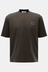 Stone Island Rundhals-T-Shirt 'Organic Cotton' dark olive, Frontansicht, Bio-Baumwolle, weicher Griff, Regular Fit, Rundhalsausschnitt, Weblabel Brust.