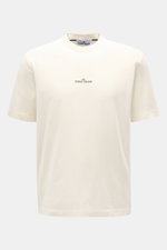 Stone Island Rundhals-T-Shirt 'Printed Tee' creme shown from the front, made of soft organic cotton with Stone Island logo and compass print on chest. <p>Lässiger Komfort trifft auf ikonisches Design: Mit diesem T-Shirt aus Bio-Baumwolle präsentiert <span