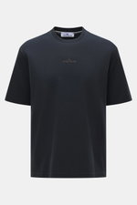 Stone Island Rundhals-T-Shirt 'Printed Tee' navy, frontal fotografiert, Bio-Baumwolle, weicher Griff, Regular Fit, Kompass- und Stone Island-Print.