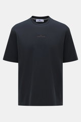 Stone Island Rundhals-T-Shirt 'Printed Tee' navy, frontal fotografiert, Bio-Baumwolle, weicher Griff, Regular Fit, Kompass- und Stone Island-Print.