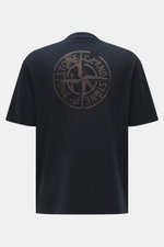 Stone Island Rundhals-T-Shirt "Printed Tee" navy aus Bio-Baumwolle, Rückansicht mit großem Windrosen-Print, Regular Fit, weicher Griff.