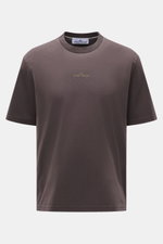 Stone Island Rundhals-T-Shirt 'Printed Tee' mauve, frontale Nahaufnahme, Bio-Baumwolle, weicher Griff, STONE ISLAND-Print mittig, Rundhalsausschnitt, Regular Fit