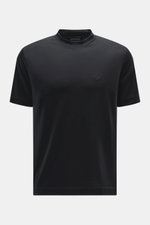 Front view of Emporio Armani Crew neck T-Shirt black, made of pure wool with a soft feel, slim fit, and logo stitching on the chest.
