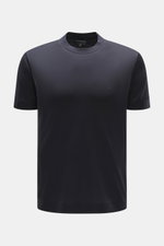 Emporio Armani Rundhals-T-Shirt navy, Slim Fit, weicher Griff, Jersey aus Lyocell und Baumwolle, Logo-Detail Brust, Frontalansicht.