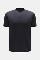 Emporio Armani Rundhals-T-Shirt navy, Slim Fit, weicher Griff, Jersey aus Lyocell und Baumwolle, Logo-Detail Brust, Frontalansicht.