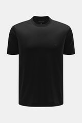 Emporio Armani Rundhals-T-Shirt schwarz, Slim Fit, Jersey aus Lyocell und Baumwolle, weicher Griff, Logo-Detail auf der Brust, Frontalansicht.