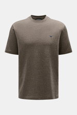 Emporio Armani Rundhals-T-Shirt graubraun meliert, Frontansicht, Jersey aus Baumwolle/Microfaser, Regular Fit, Logo-Stitching Brust.