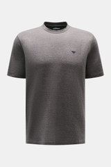 Emporio Armani Rundhals-T-Shirt dunkelgrau meliert, Frontansicht, Jersey aus Baumwolle/Microfaser, Regular Fit, Logo-Stitching, puristische Eleganz.