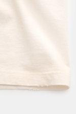 Golden Goose Crew Neck T-Shirt Cream shown from a front angle, pure cotton, heavy quality, regular fit, crew neckline, lettering on front.