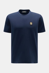 Front view of Belstaff Crew neck T-shirt navy in slim fit, soft pure cotton jersey with crew neck and subtle BELSTAFF woven label.