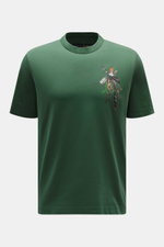 Barbour Rundhals-T-Shirt grün, Frontansicht mit Schlüsselbund-Print auf der Brust, Regular Fit, reine Baumwolle, weiche Qualität, Weblabel hinten