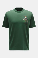 Barbour Rundhals-T-Shirt grün, Frontansicht mit Schlüsselbund-Print auf der Brust, Regular Fit, reine Baumwolle, weiche Qualität, Weblabel hinten