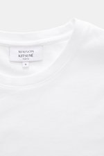 Close-up front view of Maison Kitsuné Crew Neck T-Shirt 'Fox Head' white, showing the crew neckline and label.

Description:  
<p>Sporty essential from MAISON KITSUNÉ: With the typical fox patch on the chest, this shirt will be a favorite piece in your ca