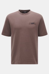Front view of Jacquemus Crew Neck T-Shirt Grey Brown in pure cotton, soft touch, slim fit, with Grosgrain logo stitching on chest.
