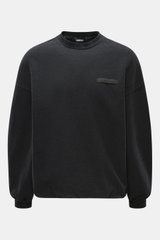 Jacquemus Sweatshirt 'Ruban' dunkelgrau meliert, Frontansicht, Oversized Fit, Rundhalsausschnitt, Baumwolle, schwere Qualität, Logo-Grosgrain, Rippbündchen Ballonsaum.