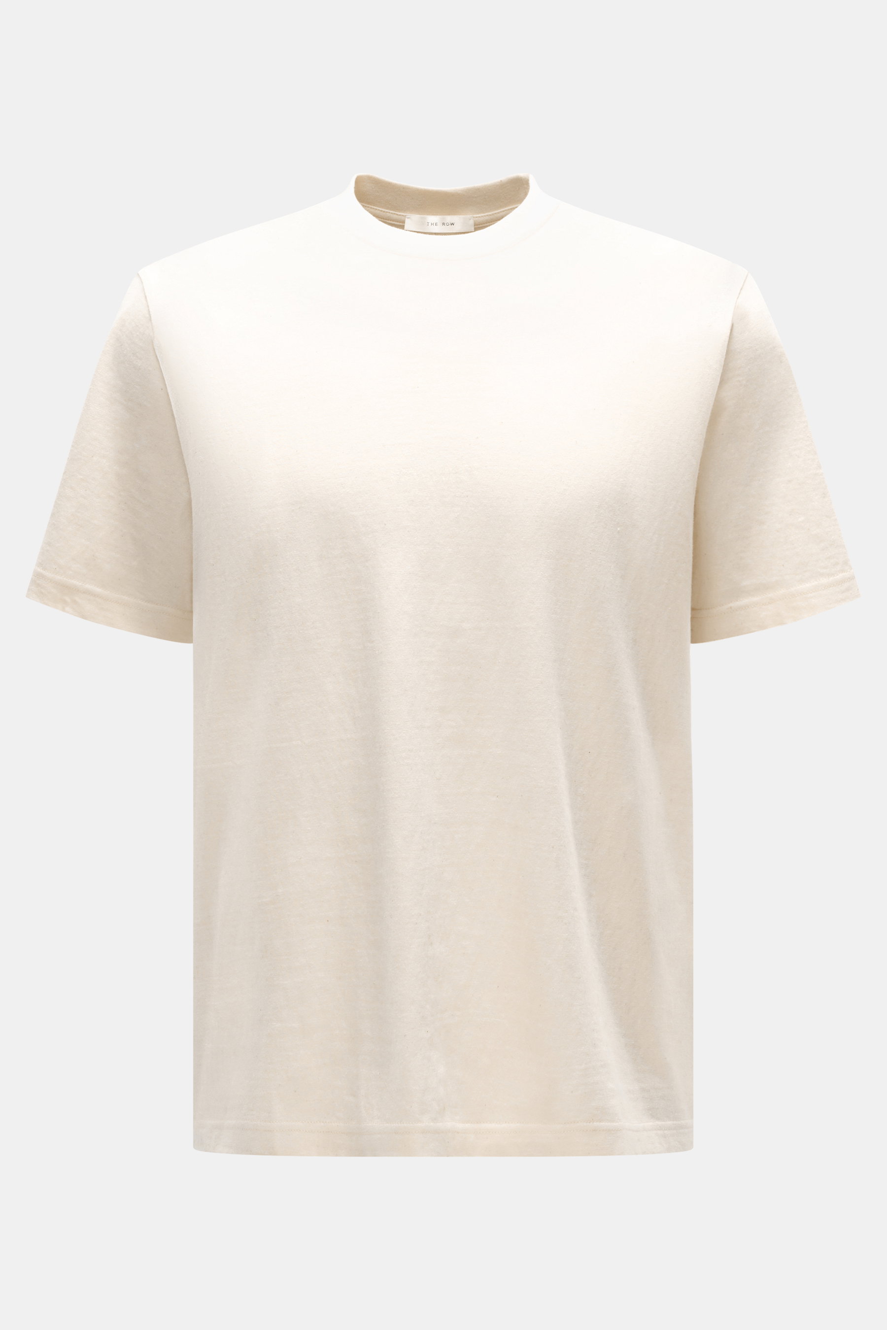 The Row Rundhals T-Shirt 'Maiko' creme, frontale Nahaufnahme, Regular Fit, weicher, gewaschener Baumwoll-Jersey mit feinen Noppen.