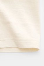 Close-up front view of The Row Crew neck T-Shirt 'Maiko' cream, made from noble washed cotton jersey with fine slubs, pure cotton, soft touch, regular fit, crew neckline.