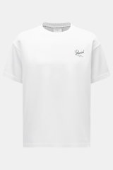 Front view of Percival T-Shirt 'Marley' white, pure cotton oversized fit with crew neckline, chest logo print, soft touch, and distinctive back print.