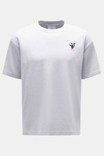 Front view of Percival T-Shirt grey melange in oversized fit, pure cotton with round neckline, logo print on chest, soft touch.