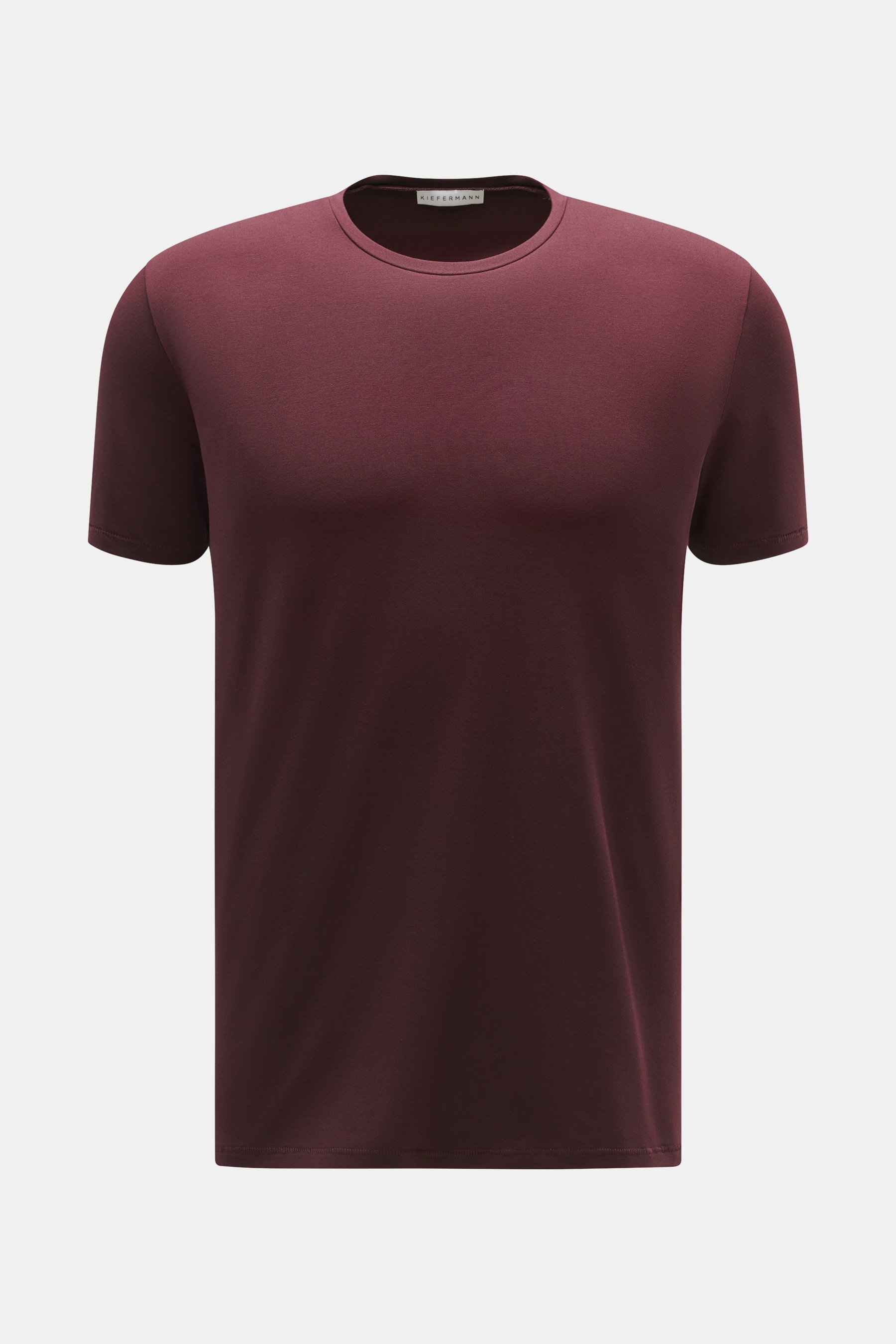Kiefermann Rundhals-T-Shirt 'Hero' bordeaux, Vorderansicht, Slim Fit, weicher Griff, elastisch, Mix aus Baumwolle und Modal, Rundhalsausschnitt.