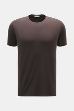 Front view of Kiefermann Crew neck T-shirt 'Hero' dark brown, slim fit with crew neck, soft touch, elasticated fabric, blend of cotton and modal.