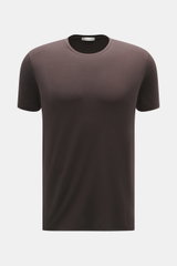 Front view of Kiefermann Crew neck T-shirt 'Hero' dark brown, slim fit with crew neck, soft touch, elasticated fabric, blend of cotton and modal.